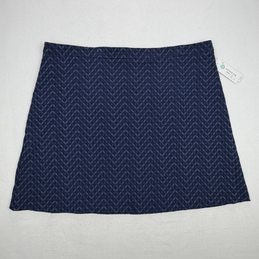 Margaret M Deandra Skirt Navy Blue Jacquard Geometric A-Line Stitch Fix 3X NEW